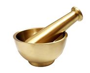 Pure Source India Pure Brass Imam Dasta/Mortar and Pestle Set/Ohkli Musal/Kharal- 4 Inches