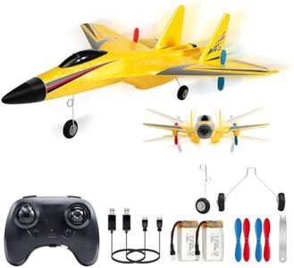 SU-27 RC Airplane,2.4GHz 2 Channel Remote Control Plane with Gyro Night Lights and 2 Batteries, Easy to Fly for Adults, Beginners and Kids Yellow