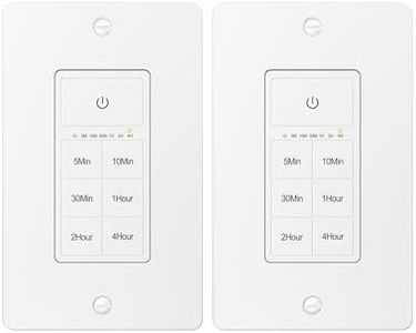 BN-LINK Countdown Timer Switch for Exhaust Fan, Bathroom Fan Light Switch Timer 5-10-30-60mins, 2-4hours, Neutral Wire Required, Free Wall Plate, White, 2Packs