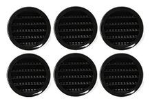 2" Round Plastic Louver Soffit Air Vent Reptile Screen Grille Cover Multiple Colors/Quantities (6, Black)