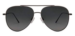 John Jacobs | Polarized & UV Protection Sunglasses | For Men & Women | Gunmetal Grey Gradient Full Rim Aviator | Large | (Size-59) | JJ S11472-C9