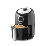 Dash DCAF150GBBK02 Compact Air Fryer Oven Cooker with Temperature Control, Non Stick Fry Basket, Recipe Guide + Auto Shut off Feature, 2qt, Black