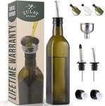 Zulay (17oz) Olive Oil Dispenser Bottle For Kitchen - Glass Olive Oil Bottle With 2 Spouts, 2 Removable Corks, 2 Caps, & 1 Funnel - Oil Bottle For Kitchen & Storing Liquids (Dark Brown Bottle)