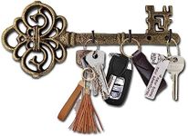 Comfify Key Holder for Wall - Cast Iron Skeleton Key - Decorative Farmhouse Rustic Wall Mount Key Organizer - 3 Key Hooks - Vintage Key Rack for Entryway with Screws & Anchors – 10.8 x 4.7