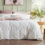 Bedsure Duvet Cover King Size - King Duvet Cover Set, Boho King Bedding Set for All Seasons, 3 Pieces Embroidery Shabby Chic Spring Bedding Duvet Covers (White, King, 104x90)