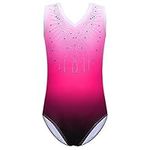 ZNYUNE Girls Gymnastics Sparkle Gradient Color Leotards for kids 3-14 Years 180 PinkRose 8A