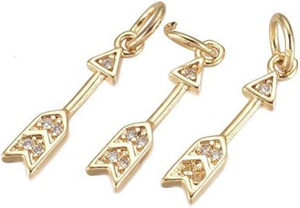 DanLingJewelry 20 pcs Cubic Zirconia Brass Charms Arrow Charms 18K Gold Plated Charms for Jewelry Making Choker Tiny Dangle