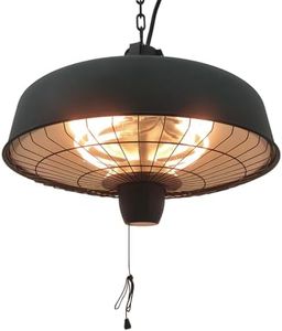 Outsunny Adjustable Power 1000/2500W Infrared Halogen Electric Patio Light Heater, Ceiling Hanging Mount -Black