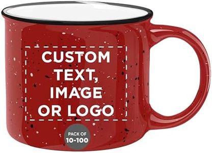 DISCOUNT PROMOS Custom Ceramic Campfire Coffee Mugs 13 oz. Set of 100, Personalized Bulk Pack - Perfect for Tea, Espresso, Cappuccino, Hot Cocoa - Red