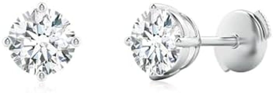 ANGARA Lab Grown Diamond Earrings for Women | 12 ct Round Lab Diamond Classic Earrings in White Gold | April Birthday, Anniversary, Gemstone Jewelry Gift | FGVS | 11.6mm
