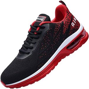 JARLIF Men's Lightweight Athletic Running Shoes Breathable Sport Air Fitness Gym Jogging Sneakers (Size 6.5-12.5), Blackred-02, 10.5