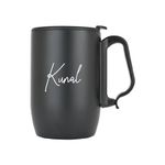 LEMONADE Premium Personalized Travel Sipper with Handle | Insulated Mug, Double Vacuum Insulated Travel Coffee Mug with Lid, 350ml (Stainless Steel - Black)