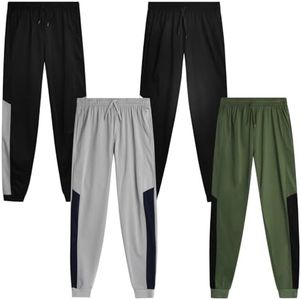 Quad Seven Boys Sweatpants - 4 Pack Active Tricot Boys Joggers for Kids - Performance Athletic Pants with Pockets (4-18), Size 16-18, Light Grey/Black/Olive/Black