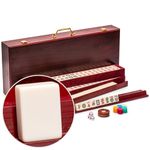 Yellow Mountain Imports American Mahjong Set, Classic Royale II with Redwood Veneer Case, Four Wooden Pusher Racks, Wind Indicator, Dice and Wright Patterson Count Scoring Coins