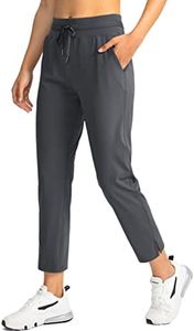 Soothfeel Women's Pants with 4 Pockets 7/8 Stretch High Waisted Sweatpants Travel Athletic Work Golf Pants for Women(Dark Grey, X-Small)