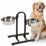 3200ml X 2 Extra Large Pets Bowl Adjustable Elevated Pet Feeder Dog Food Bowl, Dog Feeding Station H-Base Double Bowl Stand Two Stainless Steel Removable Bowls, (Pack of 1)