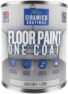 SIRAMICO COATINGS One Coat Anti-Slip Floor Paint | 1 Litres | 5 Modern Colours I Waterbased, Quick Drying Formula | White, Black, Greys (Light Grey, 1 Liter)