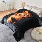 Heavy Tiger Blanket Super Soft, Korean Faux Mink Blanket 9Lbs King Size 83x95In - 2 Ply A&B Thick Fleece Blanket for Bed, Couch, and Sofa, Warm Mink Blanket Silky Soft for Autumn and Winter