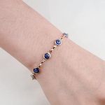 Yheakne Boho Evil Eye Bracelet Blue Eye Chain Bracelet Evil Eye Station Bracelets Gold Hand Chain Bracelet Lucky Eye Protection Jewelry for Women and Girls Gifts (Gold)