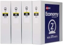 Avery Economy View 3 Ring Binders, 2" Round Rings, 4 White Binders (19202)