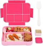 Belle Vous Pink Bento Lunch Box with 6 Compartments & Cutlery - 1330ml/45oz Leakproof Lunchbox - Microwave/Dishwasher Safe Snack Boxes - BPA-Free Food Containers for School/Office On-The-Go Meals