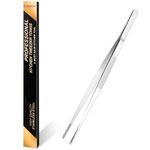 Gutsdoor Kitchen Tweezers Stainless Steel Food Tongs for Cooking Tongs with Precision Serrated Tips Tweezers (12 Inch Straight)