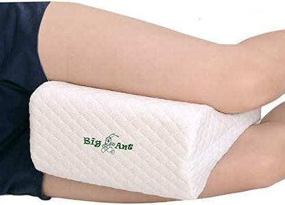 Big Ant Knee Pillow with Elastic Strap, Memory Foam Leg Pillow Best for Side Sleepers/Lower Leg/Back/Hip/Knee/Joint, with Washable Cover,Fit for All Figure and Season-White