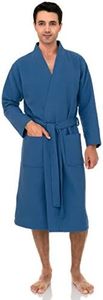 TowelSelections Mens Robe, Waffle Spa Bathrobe, Soft Kimono Bath Robe, Star Sapphire
