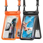 UNBREAKcable Double Capacity Waterproof Phone Pouch, IPX8 Waterproof Phone Case Underwater Dry Bag with 2 bags separated for Vacation Beach Swimming [2-Pack, Up to 7'']