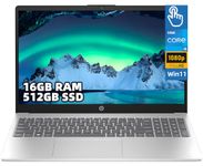 HP 15.6" FHD Touchscreen Business Laptop, Intel Core i5-1334U 10-Core, 16GB DDR4 RAM, 512GB SSD, Windows 11 Home, Wi-Fi 6, HDMI, USB-C, Webcam, Numeric Keypad, Lightweight Notebook for Office, Student