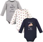 Hudson Baby Unisex Baby Cotton Long-Sleeve Bodysuits, Pizza, 0-3 Months