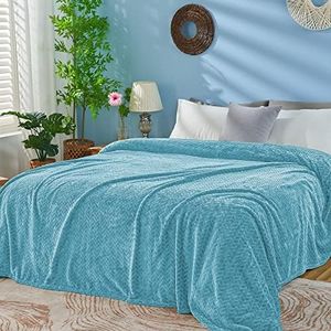 inhand Fleece Queen Blanket for Bed, Super Soft Flannel Cozy Queen Bed Blanket for Adults, Washable Lightweight Fuzzy Bed Blanket for Office, Warm Plush Blankets for All Season (90"×90", Blue)