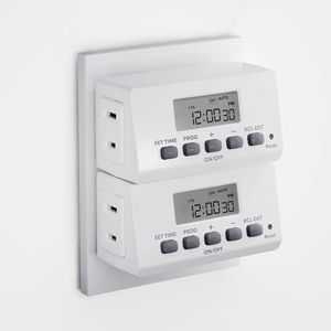 BN-LINK Digital Timer Outlet Indoor,24 Hour Light Timer Easy Programmable,Mini 2 Prong Plug in Timers for Electrical Outlets,Lamps,Fans,2 On/Off Programs,2 Pack,15A/1875W