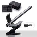 novium Hoverpen Future Edition - Fountain Pen & Rollerball Pen All-In Gift Box, Fine Nib, Futuristic Aesthetic, Luxury Metal Made Desk Pen, Free Spinning Executive Pen, Birthday Gifts (Deep Black)