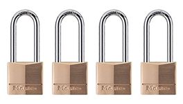 Master Lock 140QLH Keyed-Alike Wide Padlocks, Solid Brass, 1-9/16-Inch, 4-Pack