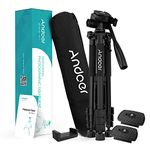 Andoer TTT-663N 57.5 Inch Lightweight Travel Camera Tripod Stand for DSLR SLR Camcorder Photography Video Shooting with Carry Bag Phone Clamp 2 Pieces