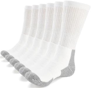 WANDER Mens Crew Socks Cushion Athletic Running Performance Outdoor Sports Hiking Trekking Socks 9-12 (6 pairs white)