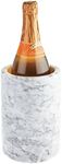 mDesign Single Bottle Wine Chiller - Ice Bucket Cooler for Kitchen, Bar, Party Decor - Holds Cold Wine, Champagne, Beer, Ready-to-Drink Cocktail Utensils, Serving Tongs - White Marble