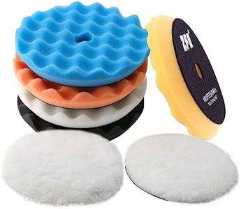 ZFE Buffing Polishing Pads, 6Pcs 5"(125mm) Waffle Foam Buffing Pads Polishing Pads Wool Pad Kit for 5Inch Backing Plate RO/DA/GA Car Polisher Boat Compounding, Polishing and Waxing