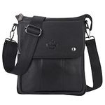 ZZNICK Genuine Leather Messenger Bag, Sling Bag Crossbody Shoulder Bags for Travel Work Business (Black-2303)