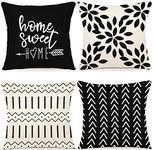 YCOLL Pillow Covers 18x18 Set of 4, Modern Sofa Throw Pillow Cover, Decorative Outdoor Linen Fabric Pillow Case for Couch Bed Car 45x45cm (Black, 18x18,Set of 4)