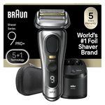 Braun Shavers for Men, Trimmer, Electric Foil Razor, Series 9 Pro+ Shaver, Precision Long Hair Trimmer, Wet & Dry with SmartCare Center, 9567cc, Silver