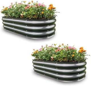 Gardmax 2 Pack Galvanized Raised Garden Bed, Lightweight Planter Boxes Outdoor with Easy Assembly, Large Garden Bed for Vegetables, Fruits, Flower Dark Grey