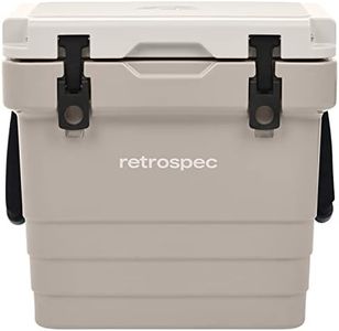 Retrospec Palisade Rotomolded Cooler - Fully Insulated Portable Ice Chest with Built in Bottle Opener, Tie-Down Slots & Dry Goods Basket - Large Beach, Camping & Travel Coolers