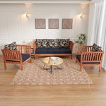 Kunjal Furniture Sheesham Wood Sofa Set for Living Room (3+1+1) - Wooden Sofa Set with Side Magazine Holder - The Elegance Graceful Sofa Set Design 2 (Honey Finish)