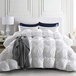 puredown® Goose Down Comforter Twin Size 800 Fill Power, 100% Cotton 93% Goose Down Winter Duvet Insert 700 TC, Heavyweight Cloud Fluffy Pinch Pleat Extra Warmth