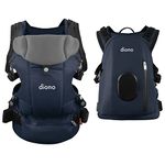 Diono Carus Complete 4-in-1 Baby Carrier with Detachable Backpack, Front Carry & Back Carry, Newborn to Toddler up to 33 lb / 15 kg, Navy