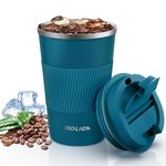 Aolieh Travel Mug, Insulated Coffee Cup,Double Walled Travel Mug Vacuum Insulation Stainless Steel with Leakproof Lid Eco-Friendly Reusable Cup for Coffee,Tea and Beer(Blue-380ML)