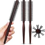 JUNRU 3 Pieces Small Round Brush for Short Hair, 1 Inch Styling Hair Brush for Pixie Hair, Quiff Roller Nylon Bristle for Bangs, Thin Hair, Fine Hair, Curling