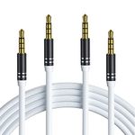 Jeselry 2 Pack 3.5mm Audio Cable Male to Male (4Ft/1.2M), 4 Pole Hi-Fi Stereo AUX Cord, Audio Jack Auxiliary Cord Extension Adapter for Headphones, Car and All 3.5 mm Enabled Devices (White)